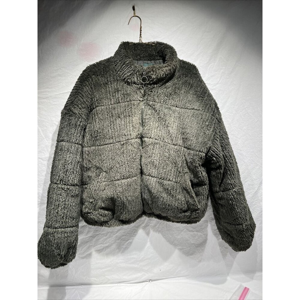 Women's Full Zip Sherpa Bomber Jacket - Wild Fable Green XL Y2K‎ Look